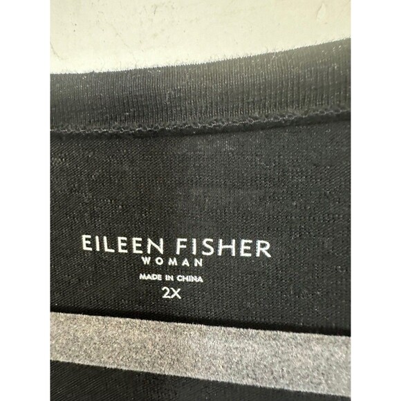 EILEEN FISHER Tunic Top Womens Size 2X Black Drapey V-Neck Asymmetrical - Picture 3 of 7